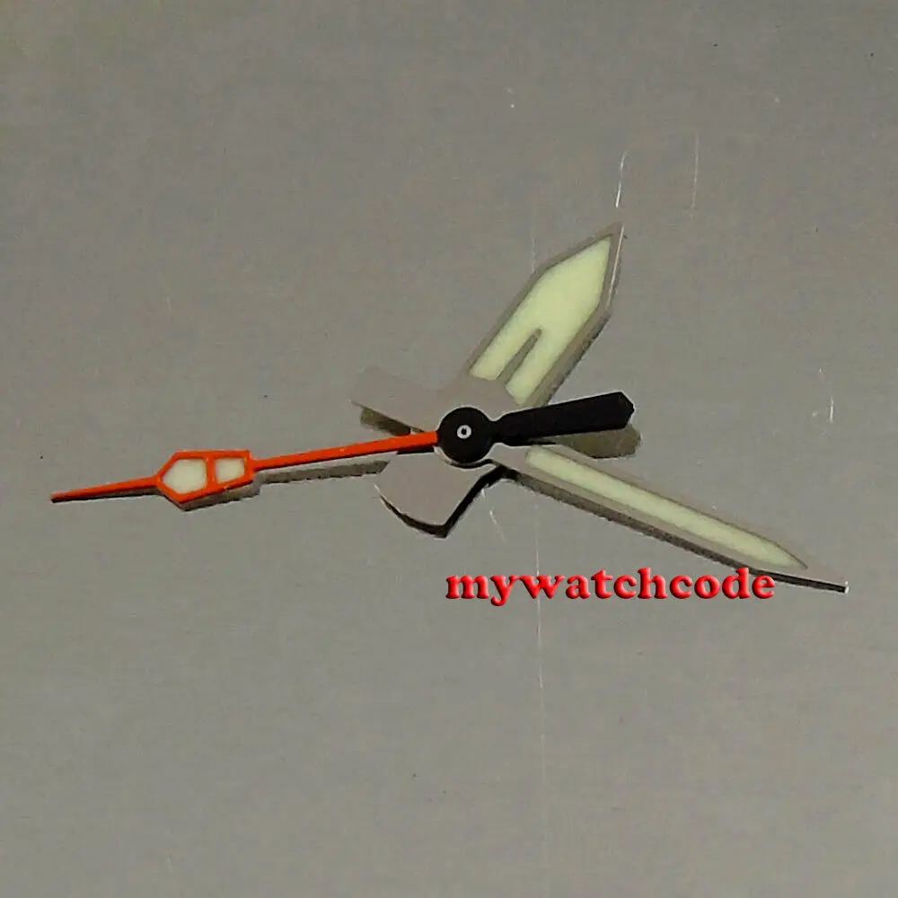 Srebrna krawędź żółty pomarańczowy świecący zegarek pasujący do japonii NH35 NH36 7s26 7s36 7s25 mechanizm