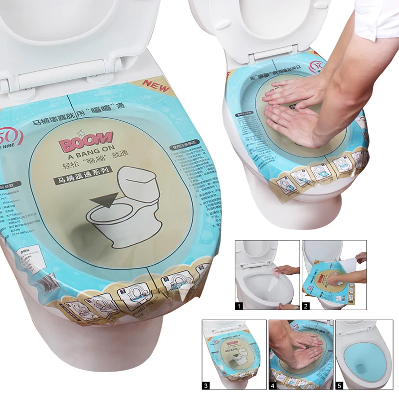 Toilet Unclogging Sticker Strong Disposable Super Pressure Toilet Plunger Toilet Unblocking Post Fix Clogged Film Bathroom