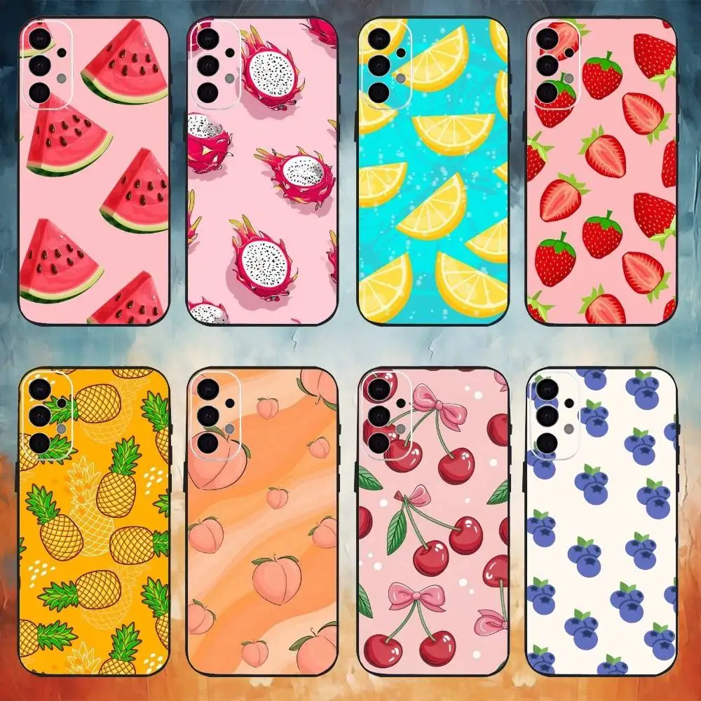 

Fresh Summer Fruit Phone Case For Samsung S25,S24,S21,S22,S23,S30,Ultra,S20,Plus,Fe,Note,10,9,5G Black Cover