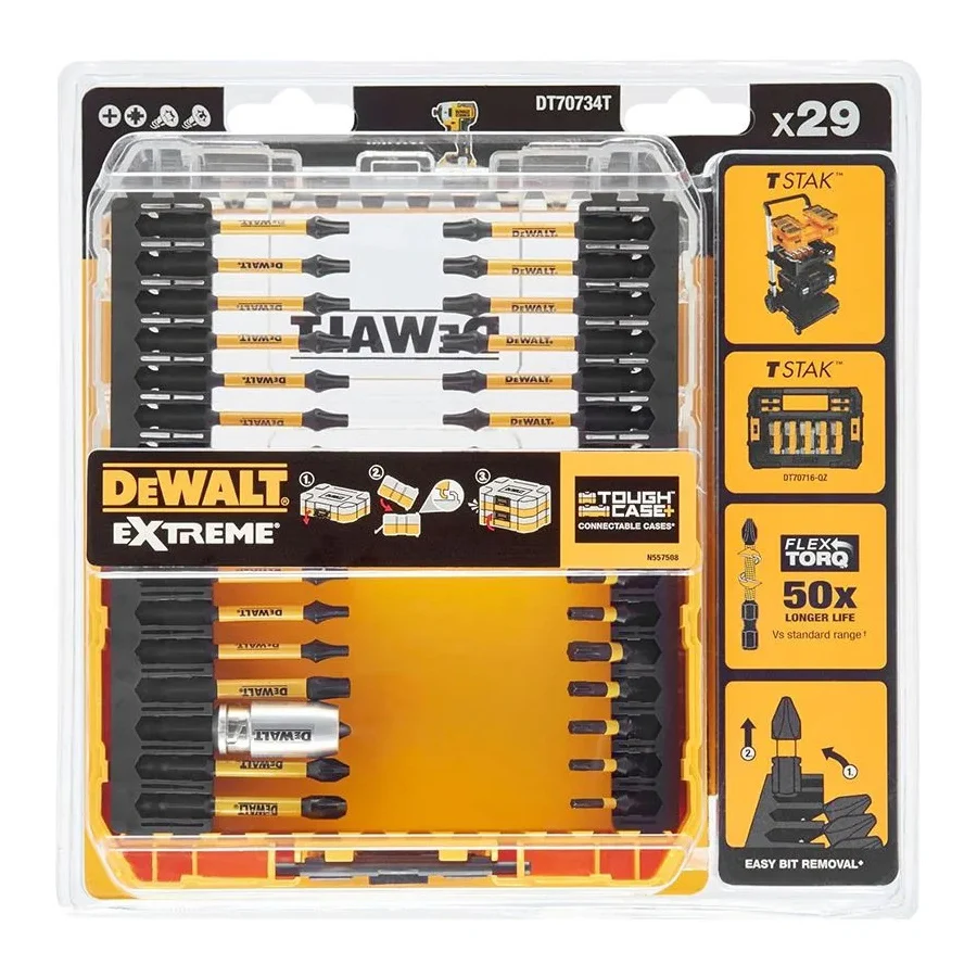 DEWALT 29PCS FlexTorq Screw Bit Set in Tough Case Power Tool Accessories DT70734T-QZ