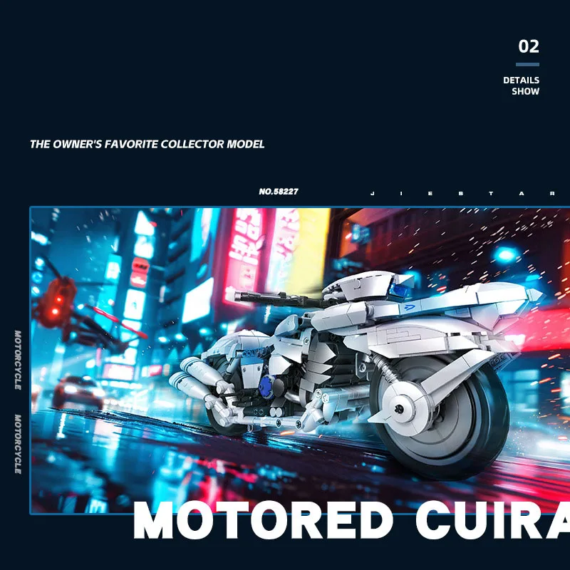 Idea Cyber Motorcycle Saber Motored Cuirassier Building Block Motor Vehicel Bricks Model Construction Toys Collection For Gifts