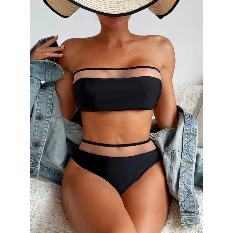 New Sexy Bikini Two-Piece Strapless Swimsuit Black Independent StationLG361