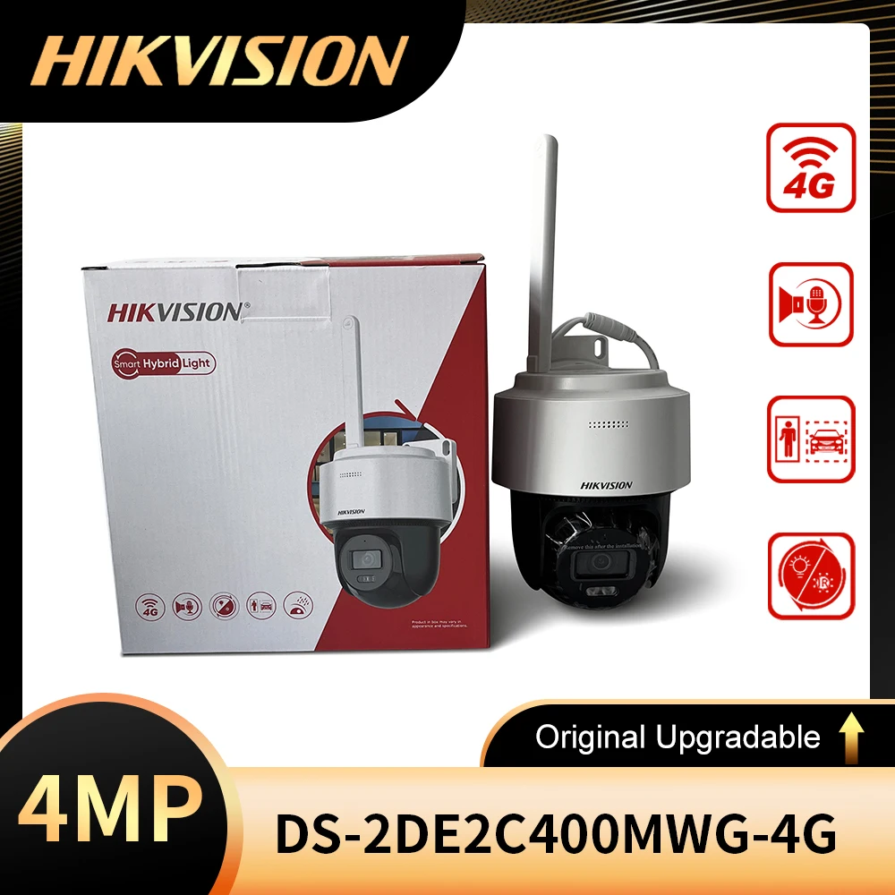 

Original HIKVISION DS-2DE2C400MWG-4G 4 MP Fixed Outdoor Smart Hybrid-light 4G LTE PT Network Camera Human and Vehicle Detection