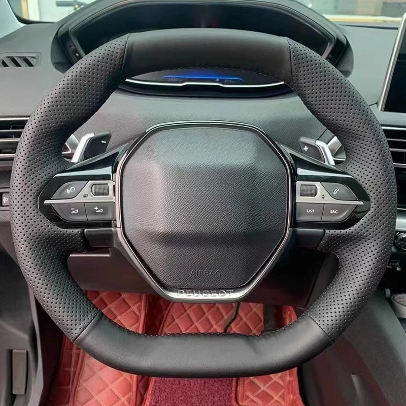 

For Peugeot 508L/4008/5008 Hand-stitched steering wheel cover lightweight and breathable full coverage modification desig