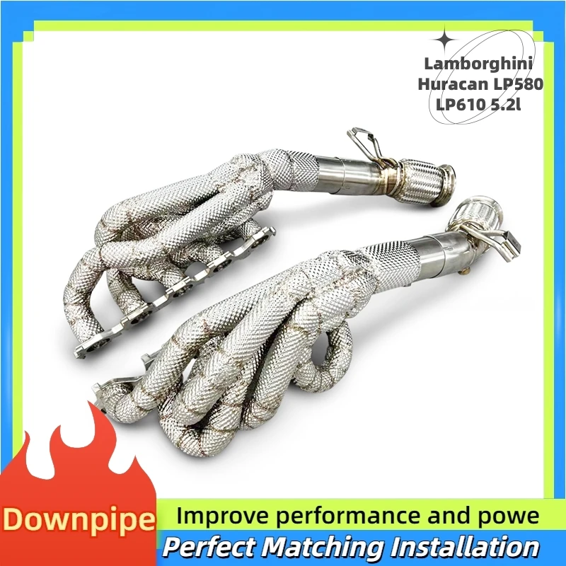 For Lamborghini Huracan LP580/LP610 5.2l 2014 stainless steel car exhaust pipe with heat shield, downspout exhaust manifold