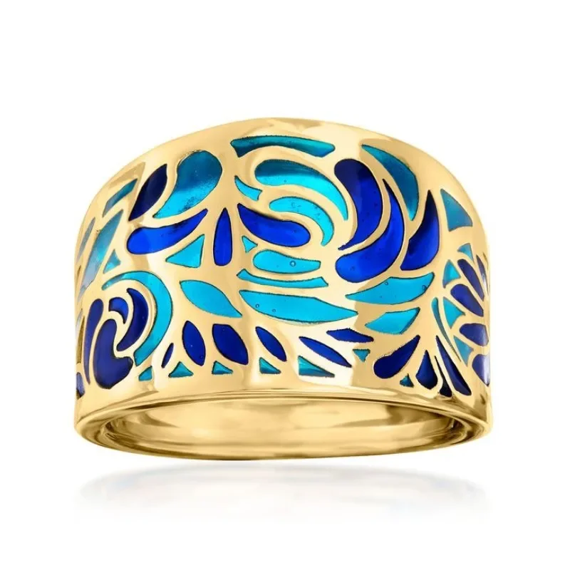 A popular new round main stone two-color plated trendy ring