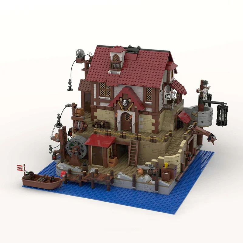 

2869PCS MOC The Pirates Pub Modularity With Bottom Plate Castle Building Blocks Splice Model Toy Brick Children's Birthday Gifts