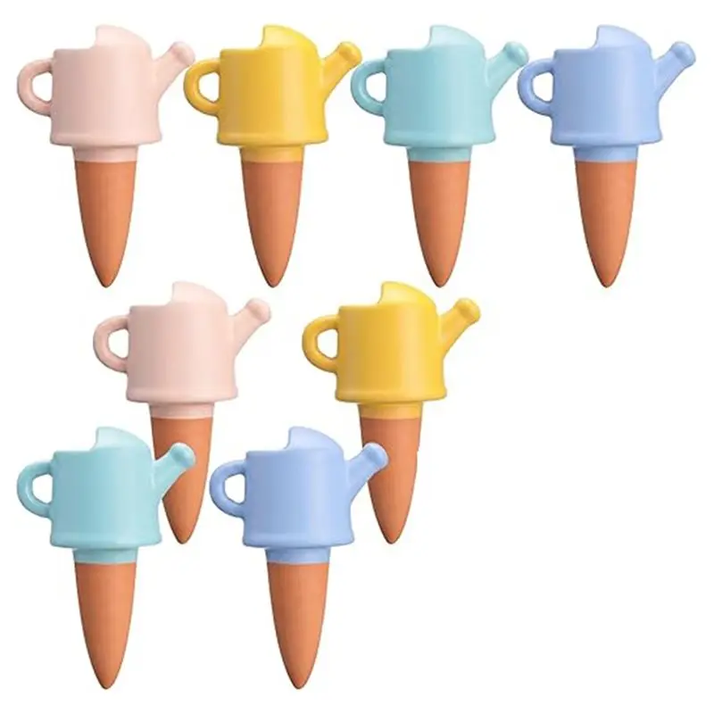 

AB66-Terracotta Watering Spikes Self-Watering Spikes 8 Pack Vacation Watering Can Shape Planter Devices Automatic Waterer