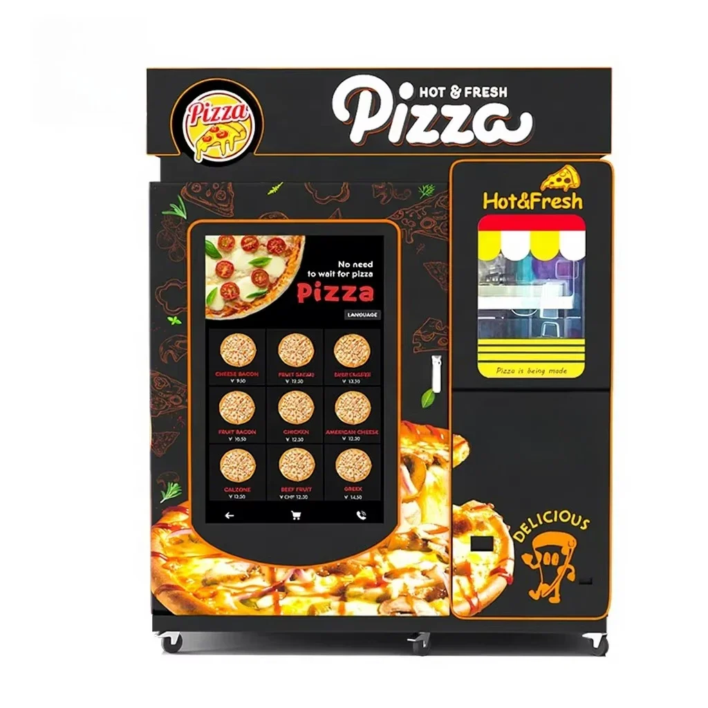 Dustproof Enclosed Pizza Vending Unit Real‑time Working Status Monitoring For Office Building Lobby Hot Food Retail Scenario