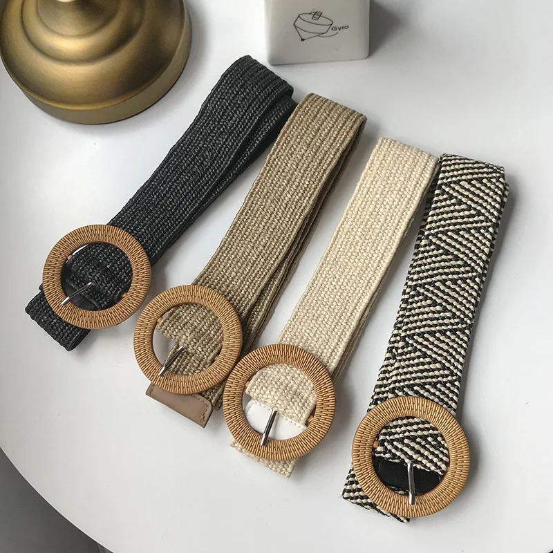 Пояс в оплетке для мужчин и женщин, широкий эластичный пояс для платьев и курток, без перфорации