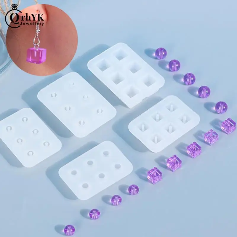 DIY Epoxy Jewelry Mold Resin Molds For Jewelry Transparent Rectangle Silicone Bead Mould Square Ball 6 Hanging Holes