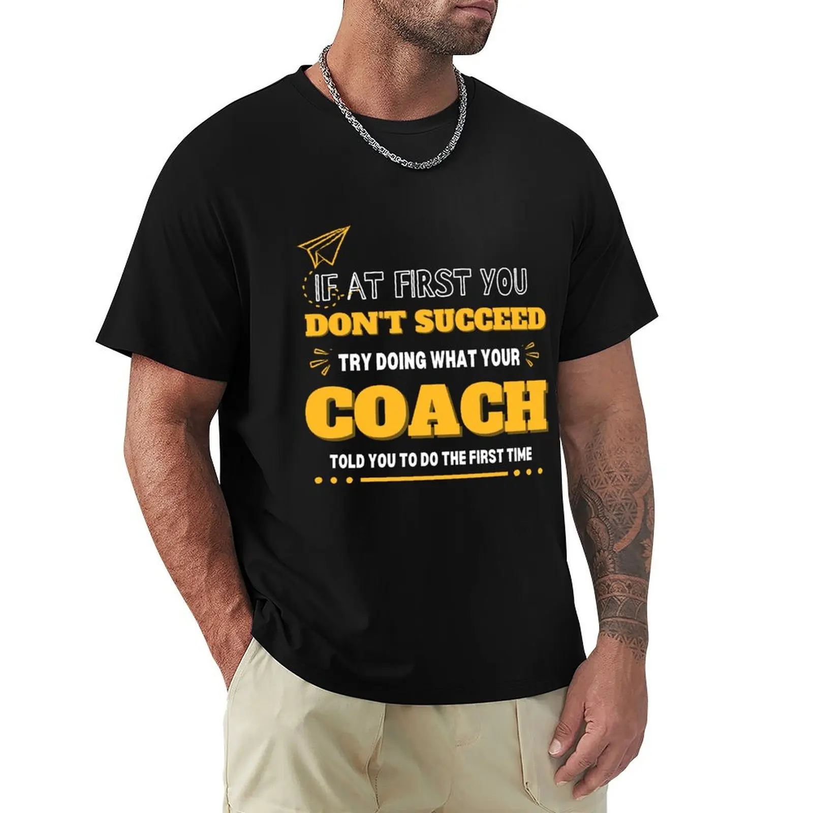 If At First You Don T Succeed T-Shirt Casual Simple Design Short Sleeve Shirt