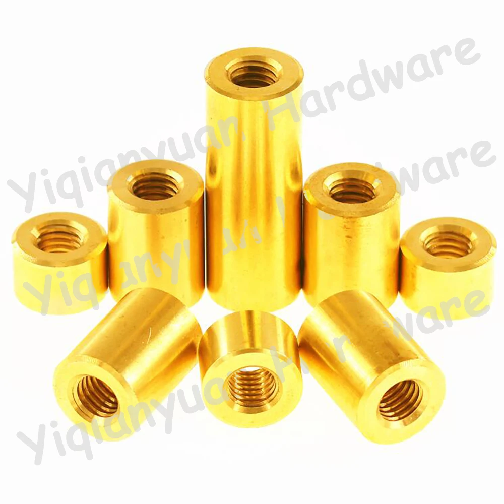 2Pcs-20Pcs 3/8-16 UNC 3/8-24 UNF Brass Extend Long Lengthen Round Coupling Nut Connector Joint Sleeve Nuts Copper Round Nuts