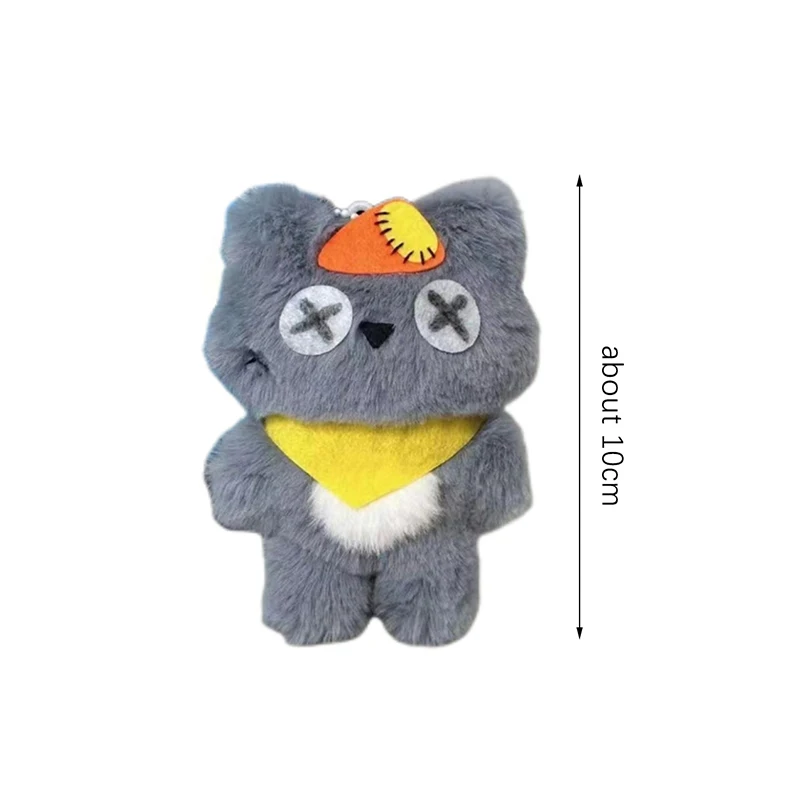 Cartoon Gray Wolf Plush Toy Animal Pendant Soft Stuffed Doll Keychain Backpack Car Key Ring Decor Kids Gift