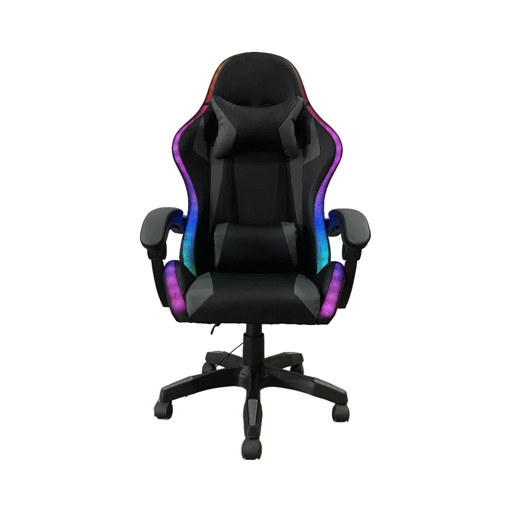 Factory Wholesale Leather Reclining RGB Gaming Chair with LED Light Bar PU Material for Gamers Free Sample for Office Use