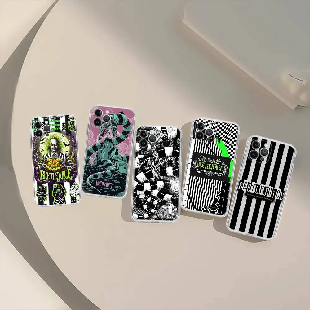 Tim Burton Horror Beetlejuice Sandworm Stoßfeste Silikon-Klarhülle für iPhone 17 16 15 14 13 12 11 Mini Pro Max Plus Cover