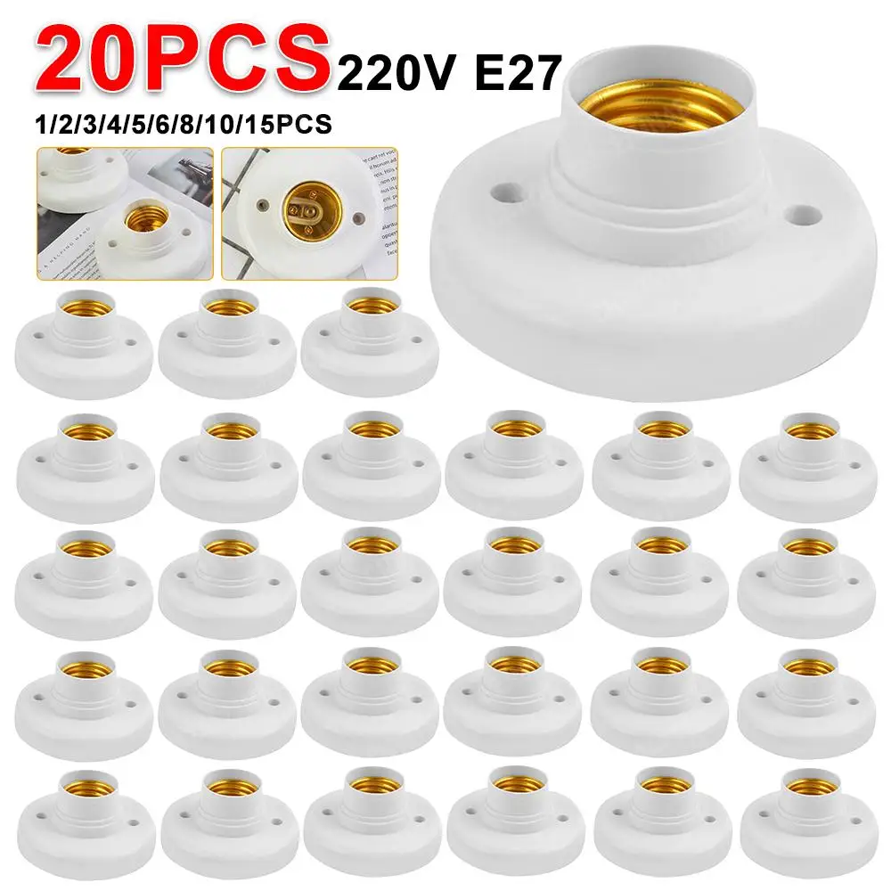 20PCS-1 Screw Lamp Base e27 B22 Lamp Holder Socket Base Light Bulb E27 AC Plug Wall Holder Adapter Snap-in Lamp Holders