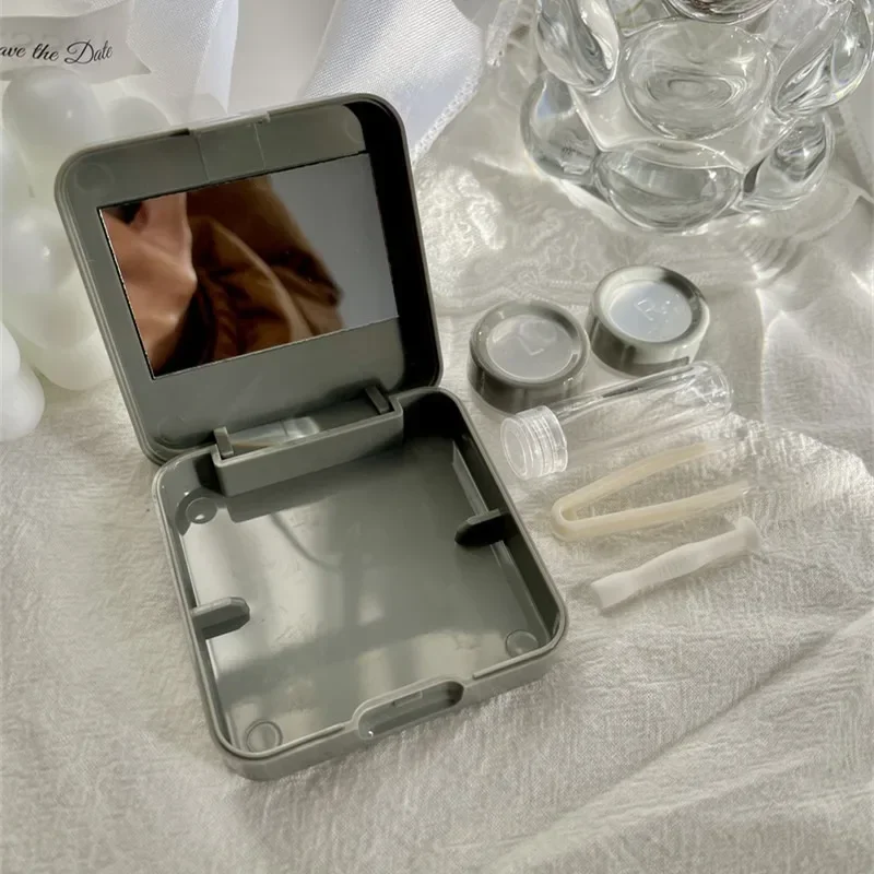 2pc New Contact Lenses Case Travel Lens Box Set with Mirror Eye Lenses Holder Container Portable Contacts Lens Case