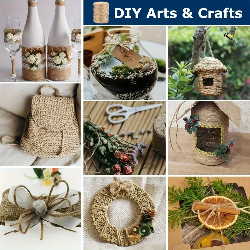 حزمة واحدة من حبل القنب - لون أرضي 2 مم، مناسبة للبستنة وتغليف الحرف اليدوية وديكورات العطلات - ألياف متينة عالية الجودة #6