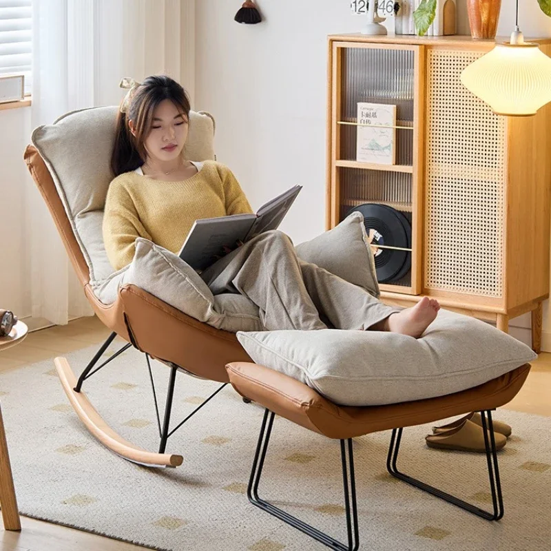 Rocking Chair Reclining Chair Adult Sleeping Sofa Lazy Sofa Rocking Living Room Adult Eggshell Balcony Household