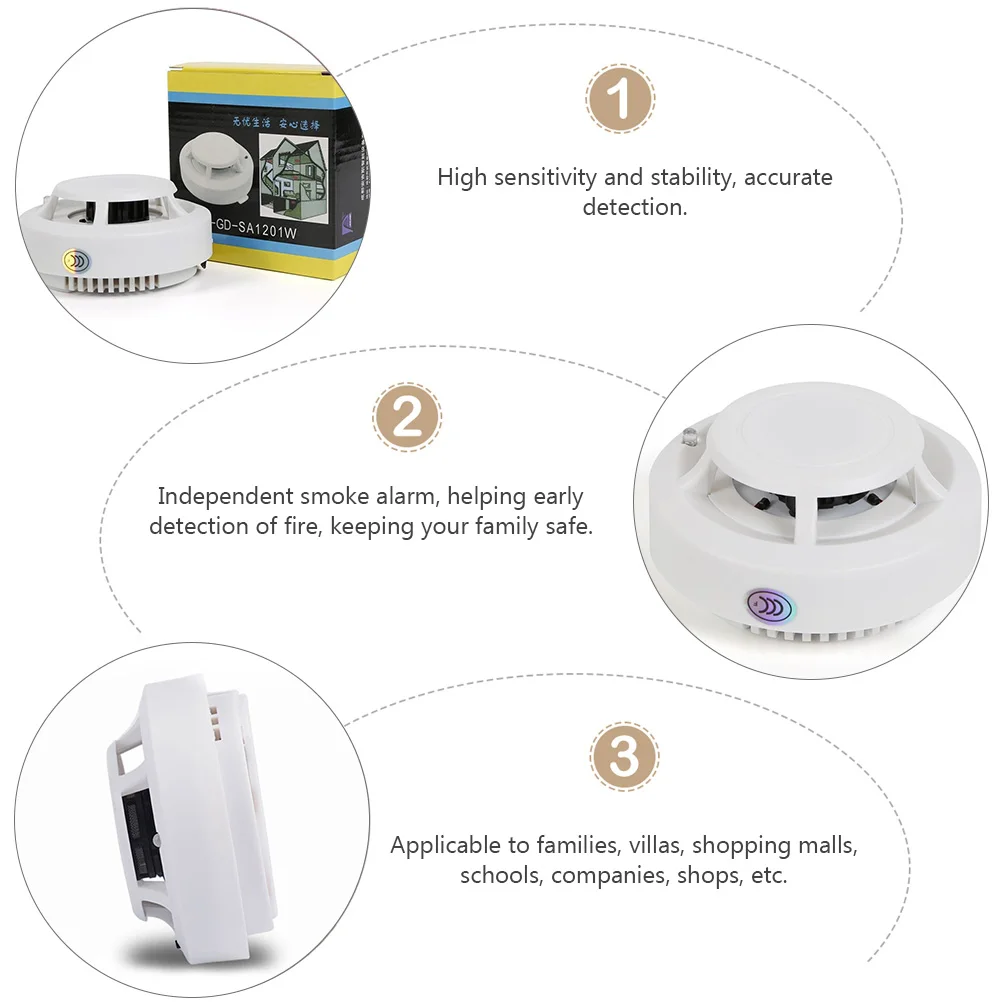 3 stks Rook Home Security Apparatuur Brandsensor Alarm Hoge Gevoeligheid Onafhankelijk