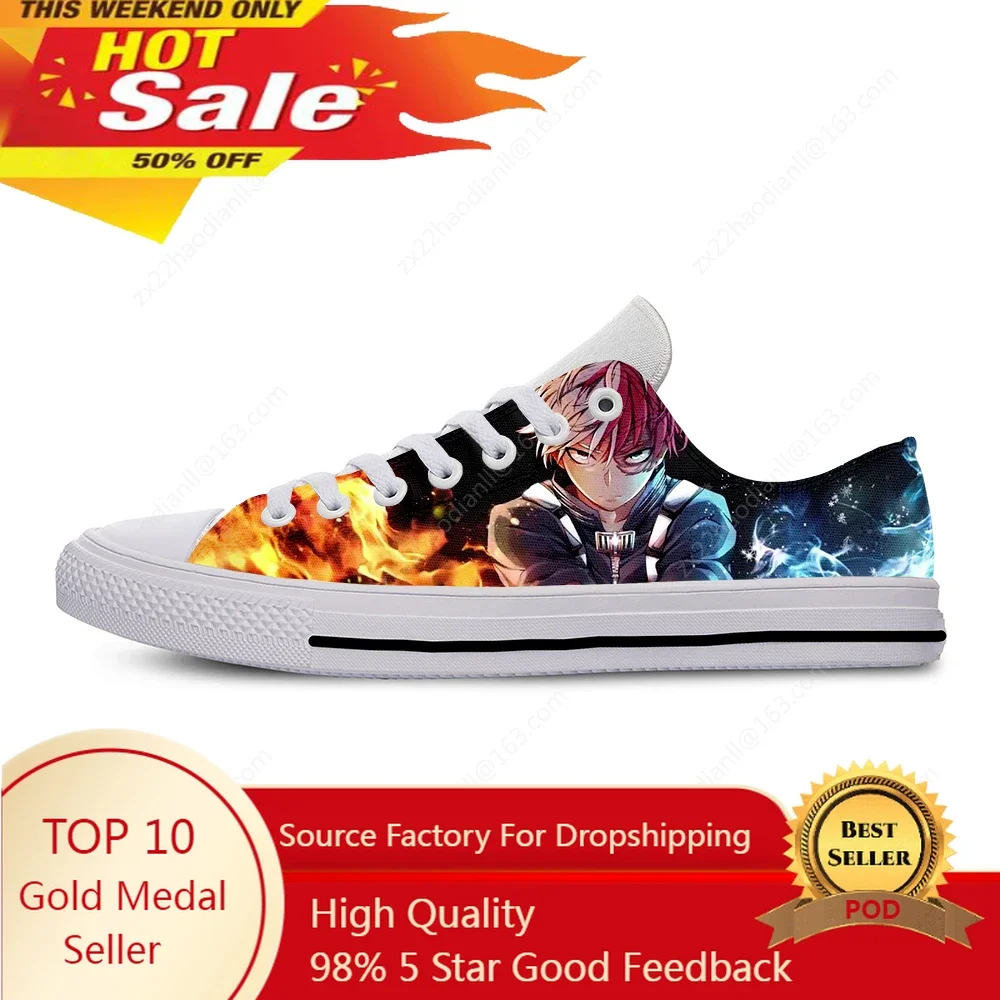 

My Hero Academia Todoroki Low Top Sneaker Men Women Teenager Canvas High Quality Sneaker Casual Custom Made Shoes Custom Shoes