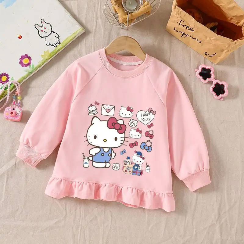 

Kawaii Hello Kitty Sanrio студенты милый мультфильм удобная теплая спортивная одежда детская толстовка с капюшоном рождественские подарки для детей