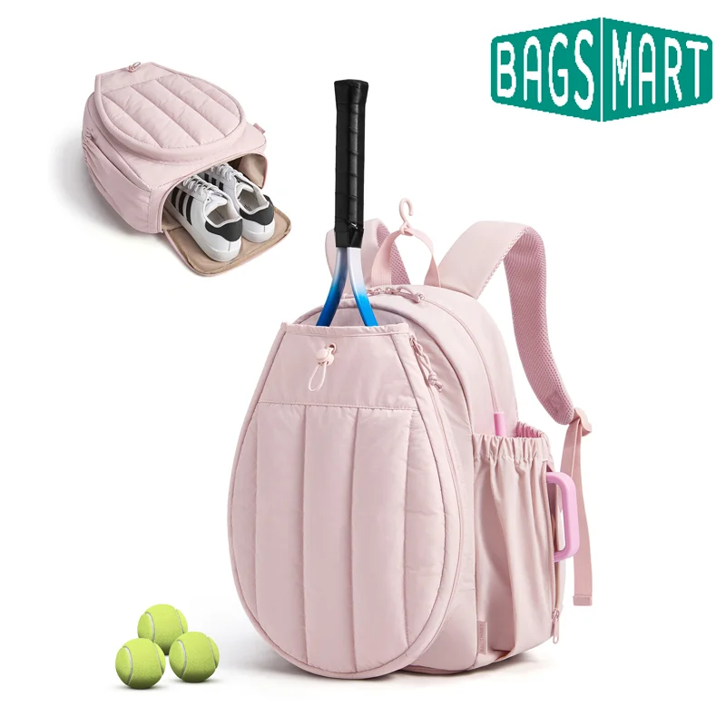 BAGSMART Sport Backpack Women Tennis Rackets Backpack with Shoes Compartment Hanging Gym Backpack for Court Off-work