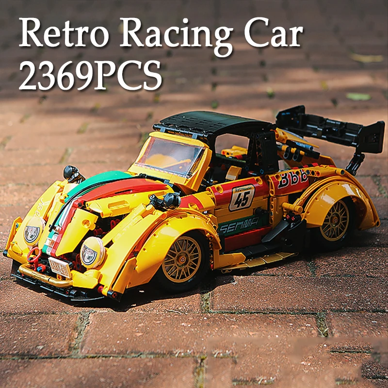 2369PCS 1:10 스케일 레트로 레이싱카 블록 모델 장난감 조립 브릭 시티 스포츠카 장식품 선물용