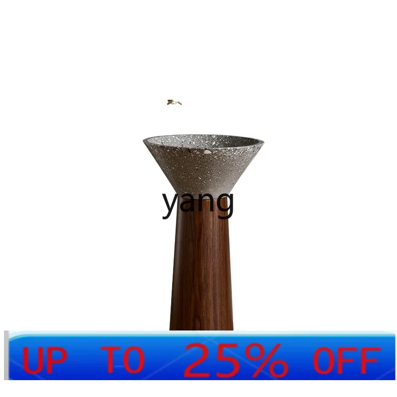 LTT designer high-end stainless steel sink walnut texture vertical washbasin