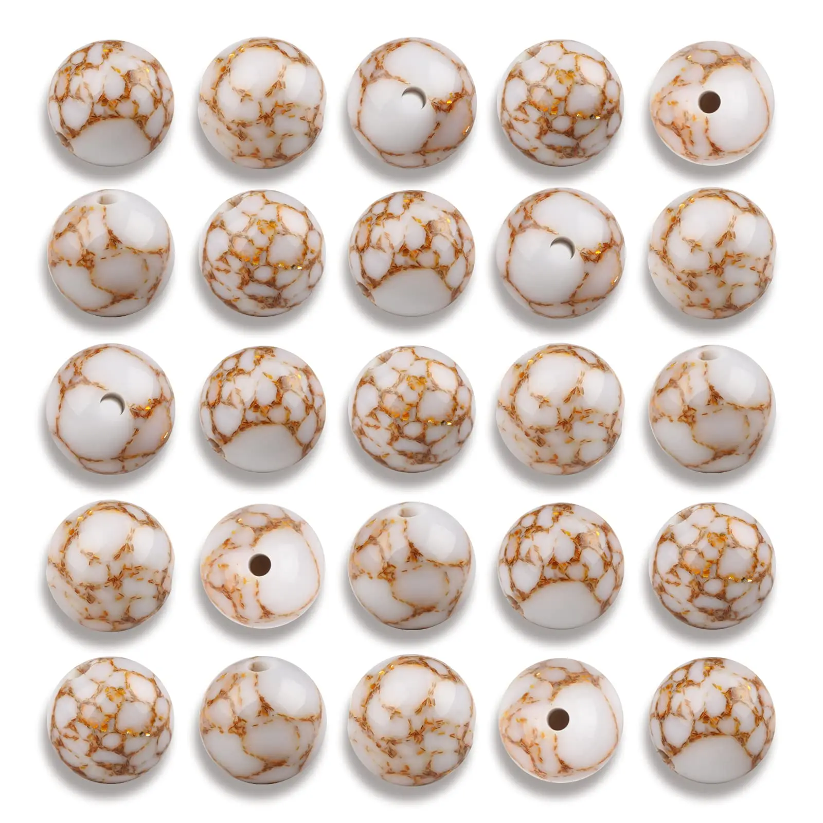 4/6/8/10mm Gold Color Line Howlite Beads Natural Stone with Elastic String Loose Beads for Jewelry Making Supplies DIY Bracelets