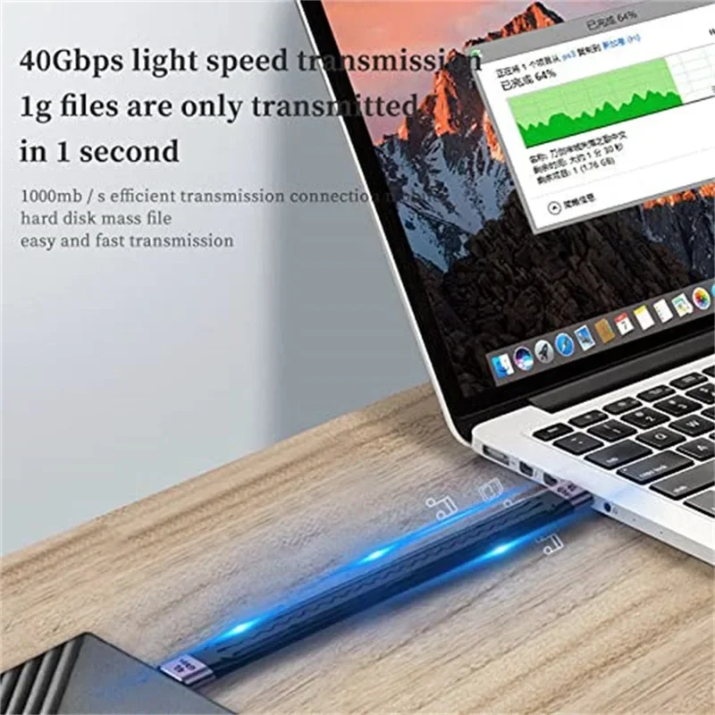 5A Fast Charging Short Cable USB C to C Cable 10Gbps 40Gbps Data Cable Thunderbolt 3 QC4 Cable For  Macbook Pro Laptop Cellphone