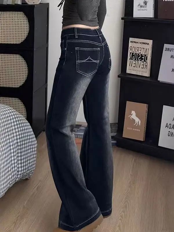 Retro American Flared Jeans Women's Slimming High Waist Denim Pants Spring New Style for Pear Shaped Body Non-Matching Leggings