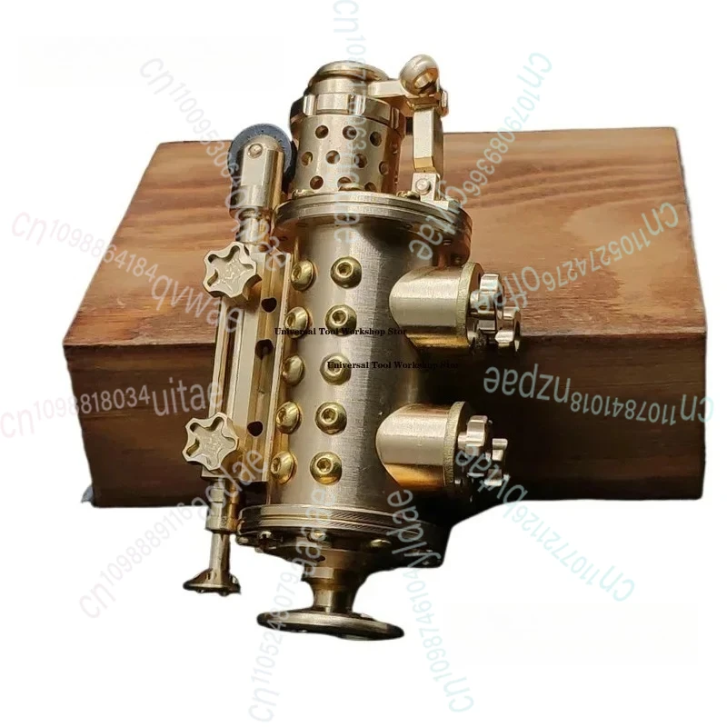 

Зажигалка с паровым двигателем в стиле стимпанк — чистая медь 99,9%, кремневое зажигание, для масла лампы (пустая), коллекционное украшение для стола