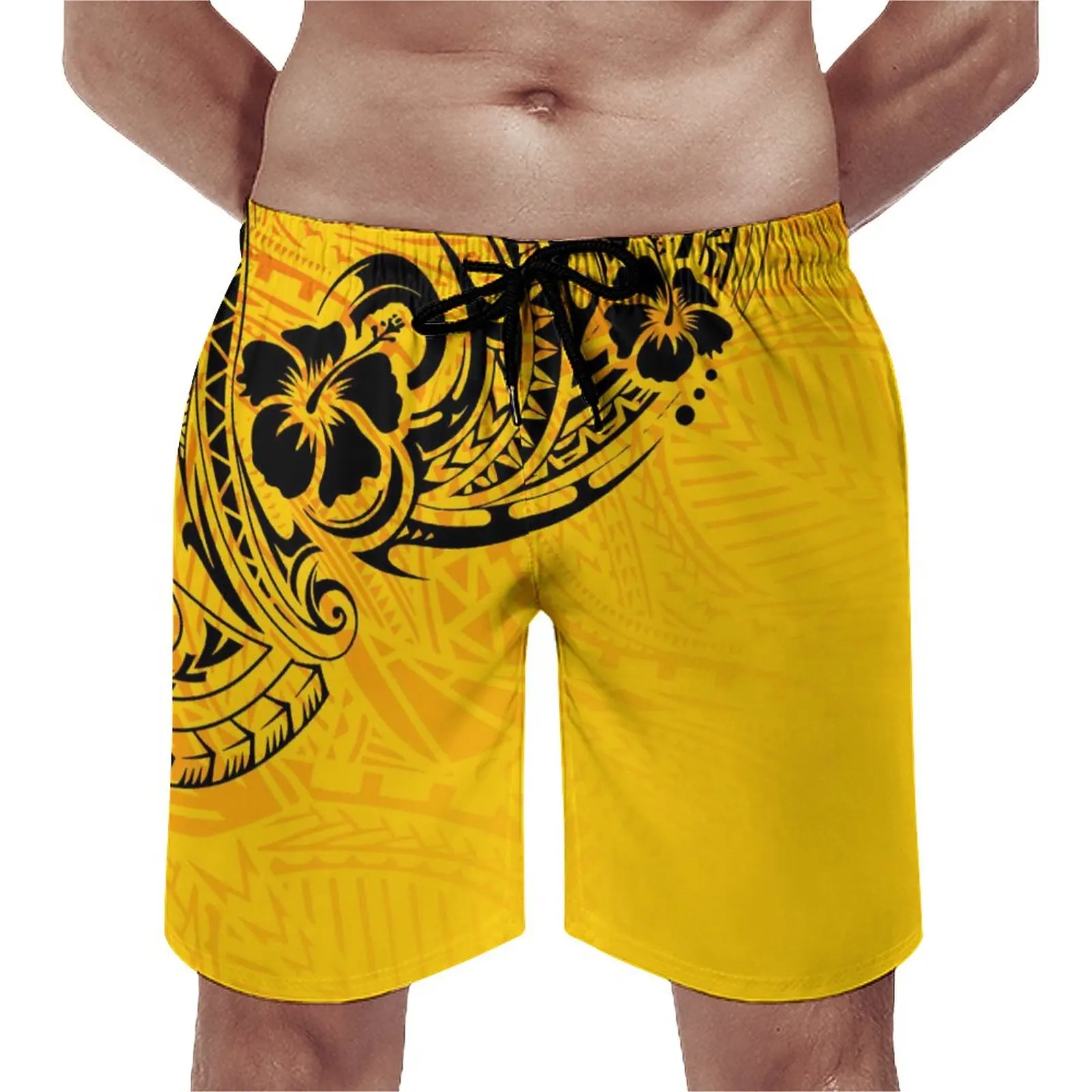 Polynesian Custom Beach Shorts Hawaiian Leisure Vacation Men's Sports Swimming Pants Drawstring Adjustable Cycling Sports Shorts