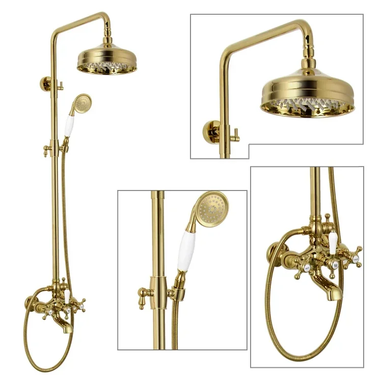 YYHC-Hot Sale Brass Antique Brass Gold Shower Set for Bathroom Shower