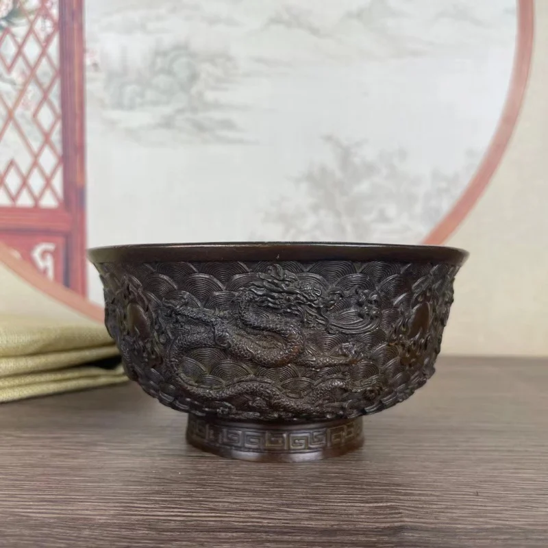 Boy Meets Girl Bowls of Old-Fashioned Alloy Copper Collected in Rural Areas, Ancient Old-Fashioned Copper Seal Ornaments in Qian