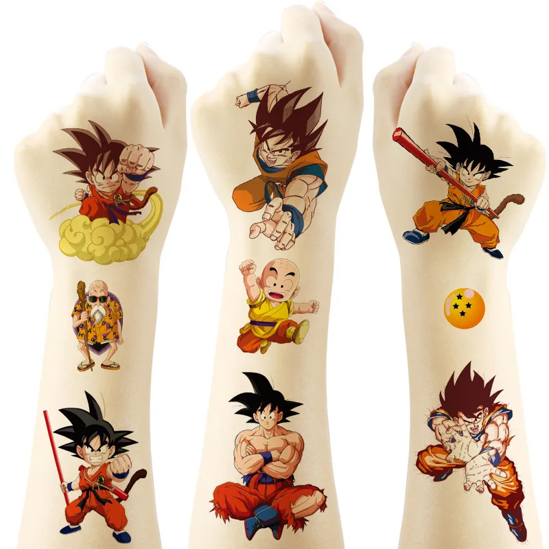 

4styles Dragon Ball Z Temporary Tattoo Stickers Anime Goku Vegeta IV Cartoon Stickers Toys Halloween Partys Supplies Gifts