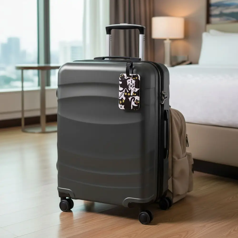 Anti-verlorene Auflistung Kunststoff Gepäckanhänger Künstlerischer Koffer Rucksack Hängeseil Ausweishalter Niedliche Katzen Ausweishalter