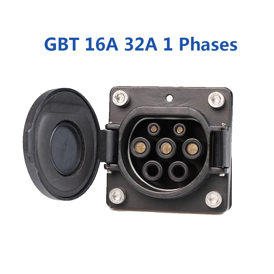 3.5KW 7KW GBT EV Connector 16A 32A 1P EV Charger Socket Inlet EV Charging Socket Without Cable For Chinese Standard Electric Car