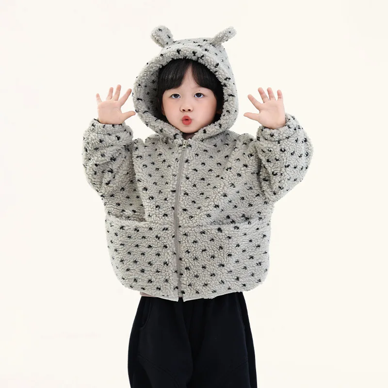 

Autumn/Winter 2025 Kids Baby Boys Thick Coat Particle Velvet Hooded Teenager Boys Jacket Top Trendy Children's 1-8Y Boy Clothing