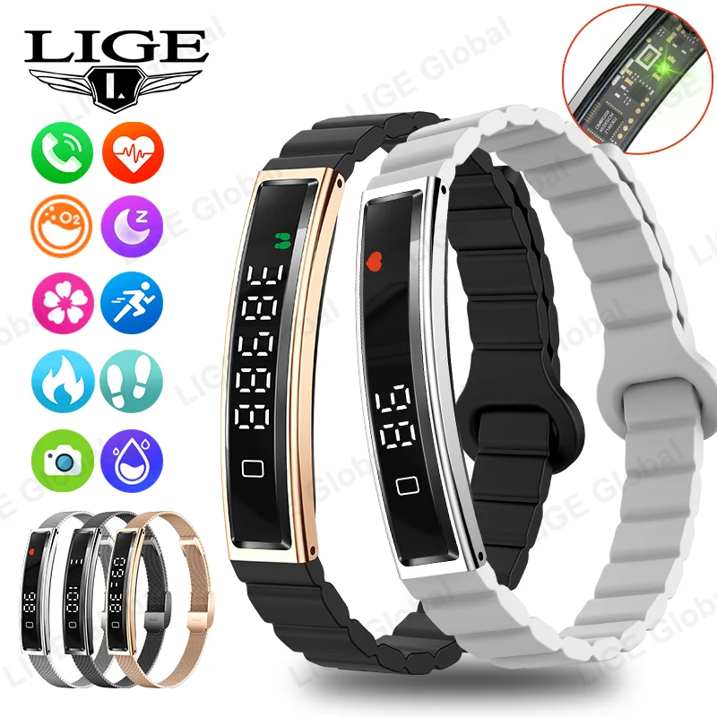

LIGE New Sports Fitness Tracker Smart Bracelet Heart Rate Sleep Monitor Pedometer Call Reminder Smartwatch Band For Men Women
