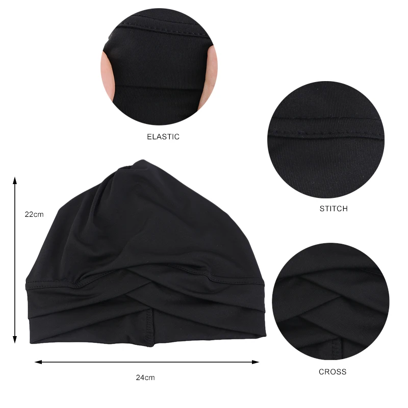 Neue Frauen Kreuz muslimischen Hijab Innenhut islamischen Untertuch arabischen Wrap Chemo Bandana muslimischen Schal Hijab Motorhaube Kappe indischen Hut – Detail 1
