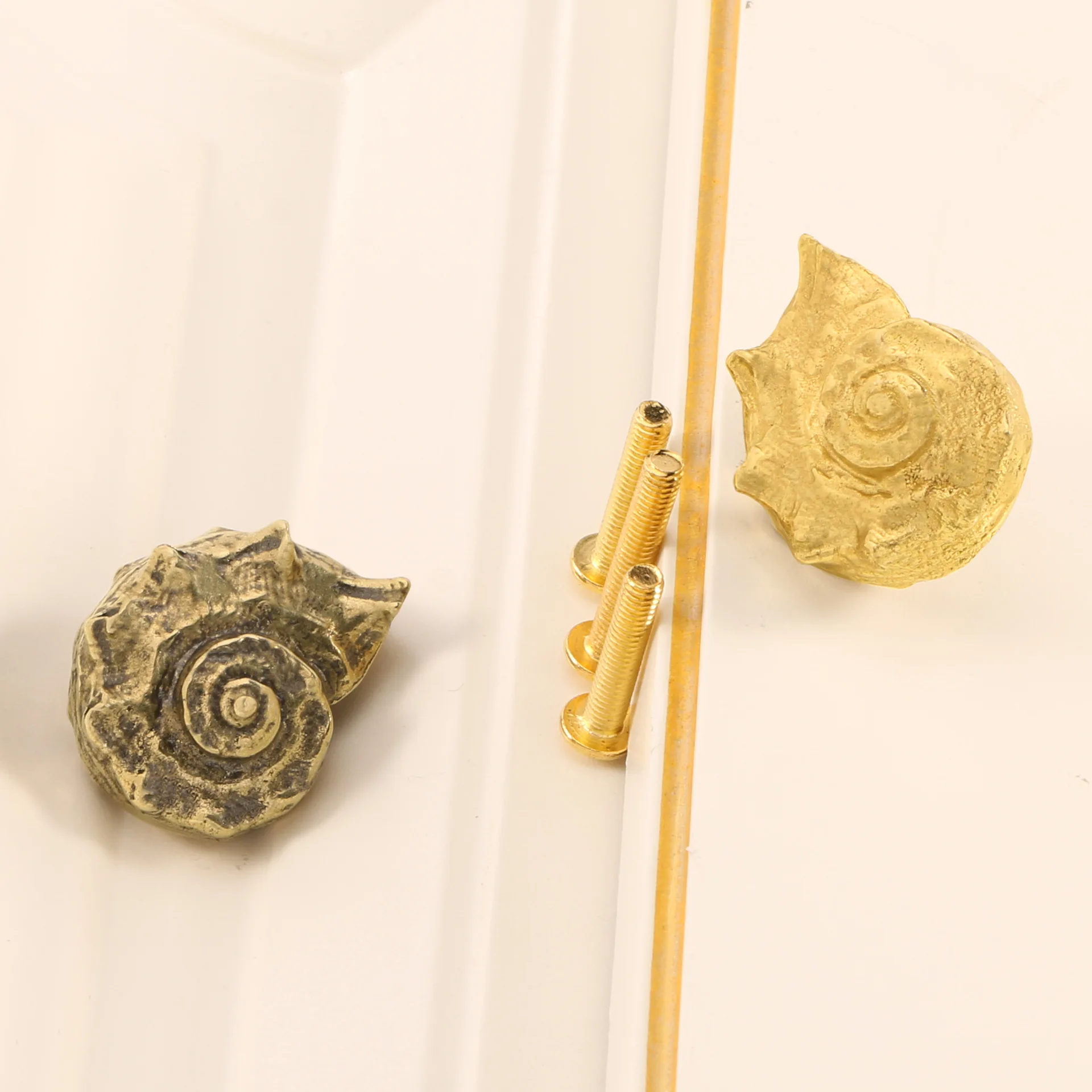 Vintage Ocean Ammonite Fossils Cabinet Pulls Door Metal Handle Knobs Brass Knobs Decorative Drawers DIY