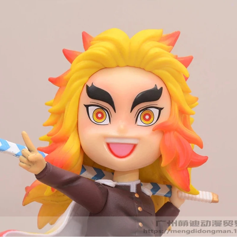 17cm anime demon slayer rengoku kyoujurou q versão postura de pé figura de ação pvc modelo brinquedos decoração de mesa carro ornamento presentes