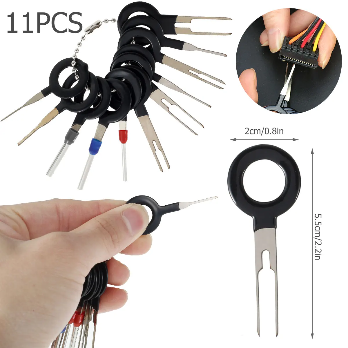11 Pcs Stainless Steel Terminal Remover Tool Quick Release Wire Connector Extractor Professional Terminal Ejector for Car Repair