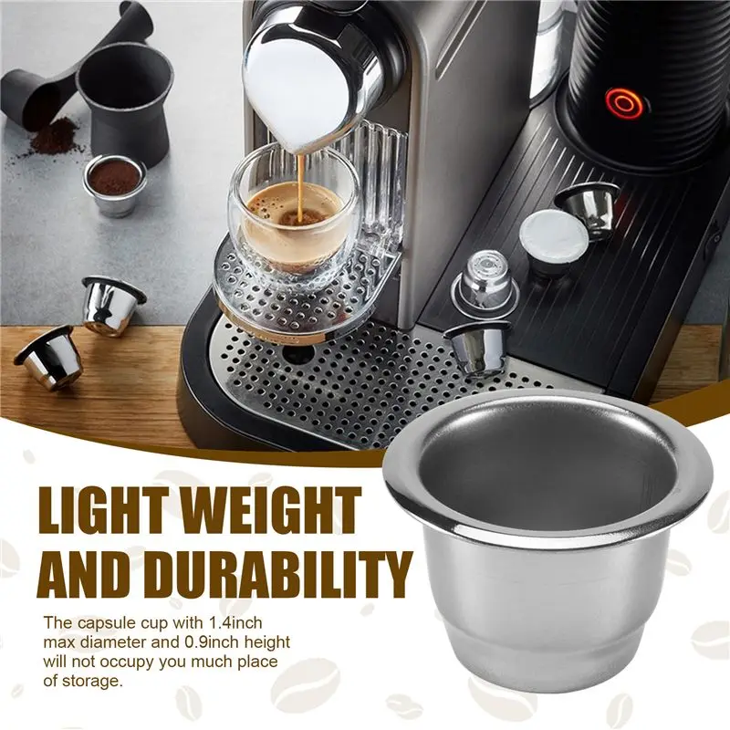 4Pcs For Nespresso Stainless Steel Refillable Coffee Capsule Coffee Filter Reusable Coffee Pod Reusable Cafe Machine DIY Eco-Fri