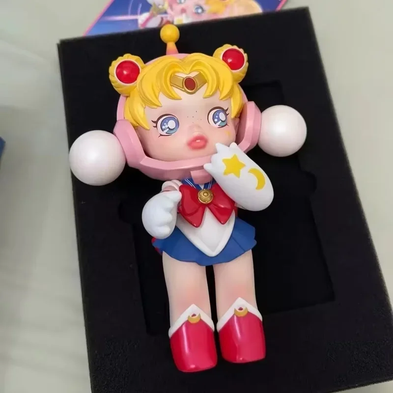 Genuine Sailor Moon X skullpanda kawaii figures model toys doll skullpanda model action figure desktop decor girl surprise gift