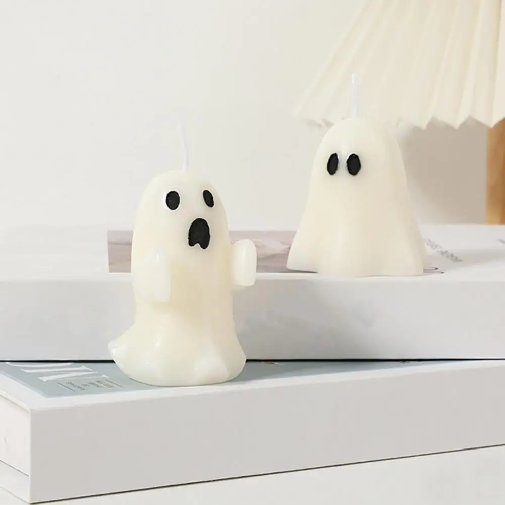 Velas con forma de fantasma, elegantes velas de fantasma, Blanco escalofriante, decoración de fiesta de Halloween, mesa perfumada para Halloween