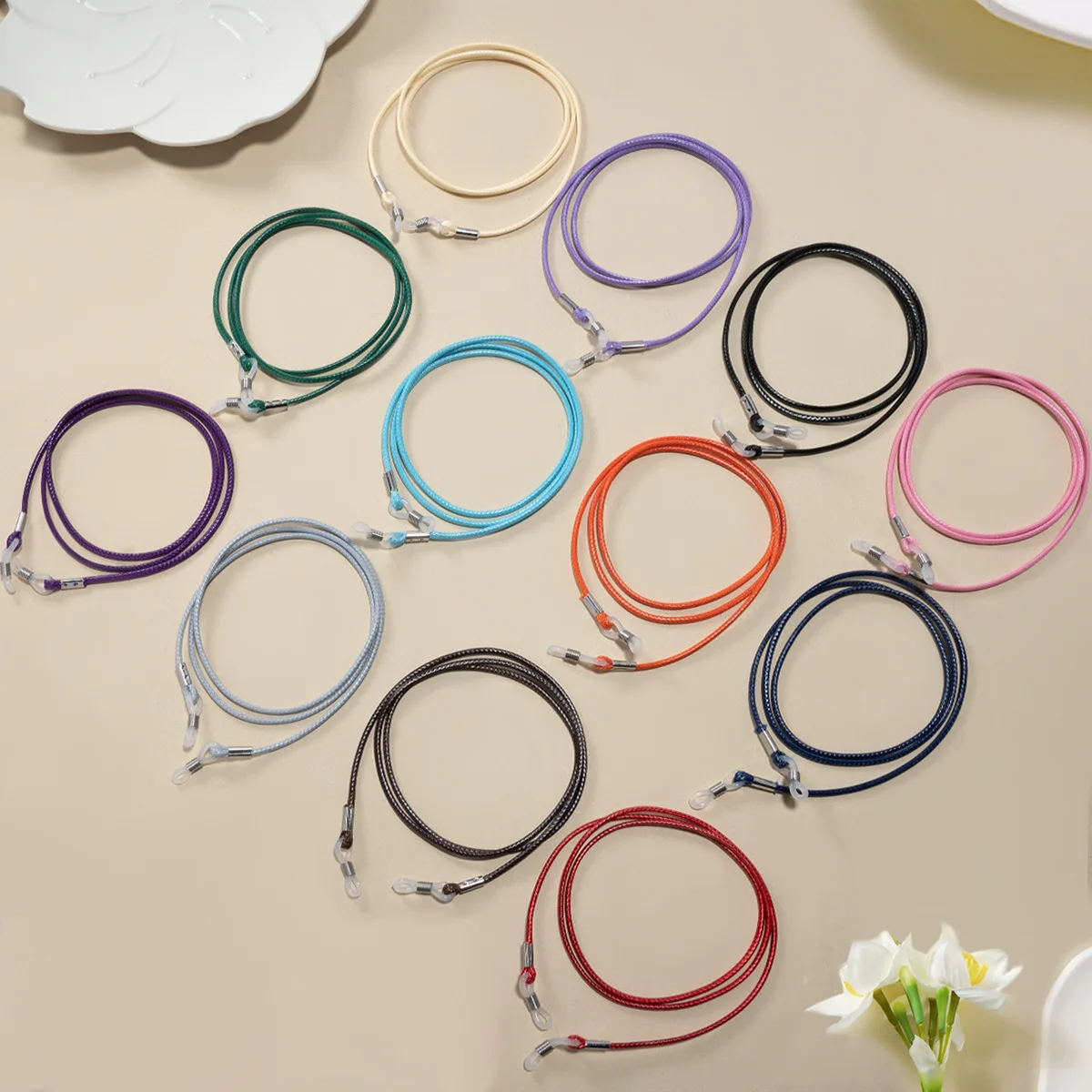 Glasses Chain Woman Black  Leather Rope Mask Line Lanyard Cord Outdoor Sports Non-slip Sunglasses Strap Accessories